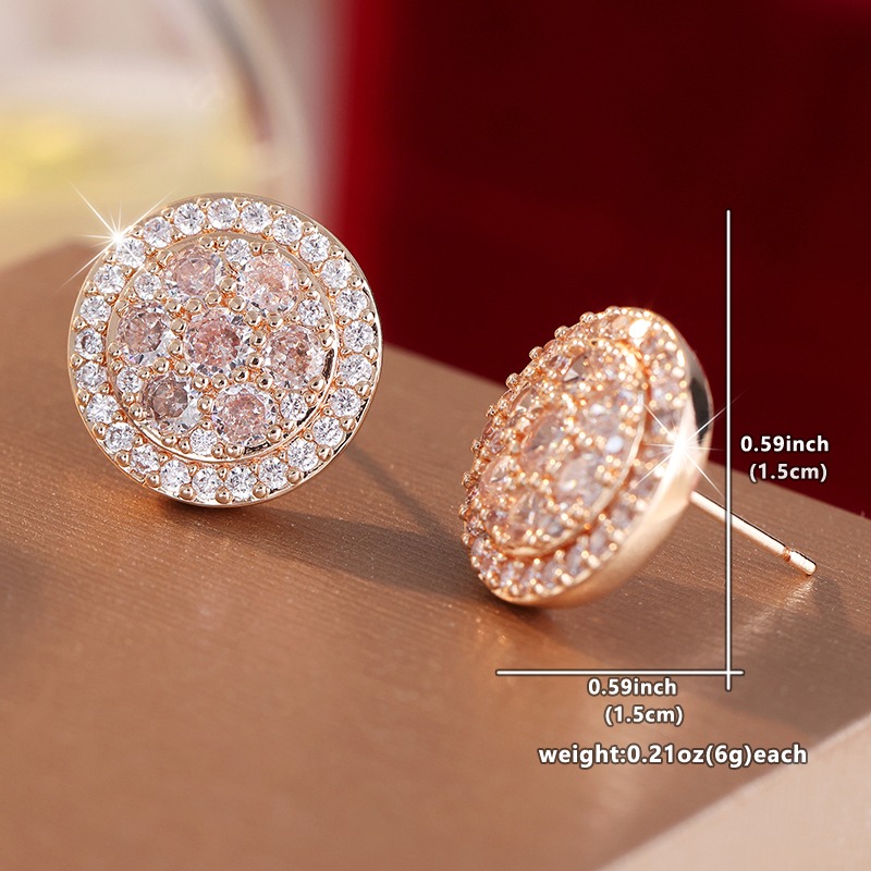 Elegant Luxury Round Synthetic Zirconia Stud Earrings